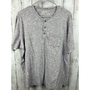 Eddie Bauer Shirt Mens Large Gray Legend Wash Short Sleeve Henley Casual